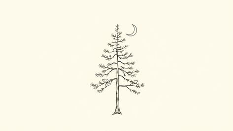 15 Forest Minimal Tattoos That Bring the Woods to You Minimalist Evergreen Tattoo, Georgia Pine Tree Tattoo, Mini Tree Tattoo, White Pine Tree Tattoo, Small Forest Tattoo, Fine Line Pine Tree Tattoo, Small Pine Tree Tattoo, Minimalist Tree Tattoo, Tree Tattoo Simple