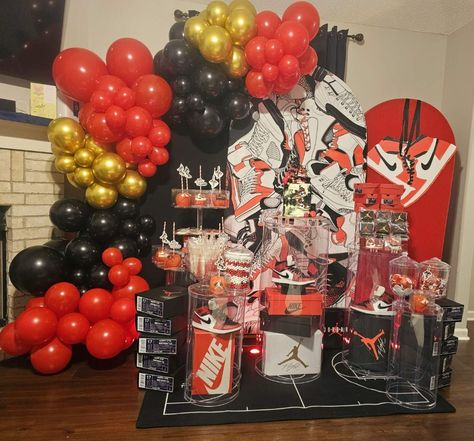 Jordan Basketball Birthday Party Ideas, Vintage Tea Party Birthday, Jordan One, Basketball Birthday Parties, Sports Theme Birthday, Outer Space Party, Jordan Ones, Basketball Birthday, Train Party