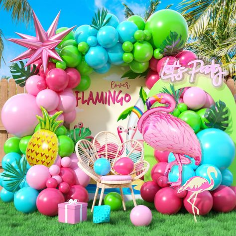 PRICES MAY VARY. 🎈Balloon Arch set includes: Immerse yourself in the vibrant allure of our Flamingo Balloon Arch, a tropical paradise brought to life with the playful charm of flamingos and pineapples. This comprehensive set effortlessly transports your space to an exotic beach getaway, where every moment feels like a sun-kissed adventure. 🎈High-quality balloons: Carefully curated, our premium balloons in vivid tropical hues capture the essence of the flamingo's elegance and the pineapple's sw Flamingo Balloons, Party Decorations Balloons, Tropical Birthday Party, Blue Birthday Parties, Balloon Arch Kit, Flamingo Birthday Party, Decorations Balloons, Hawaiian Luau Party, Fiesta Tropical