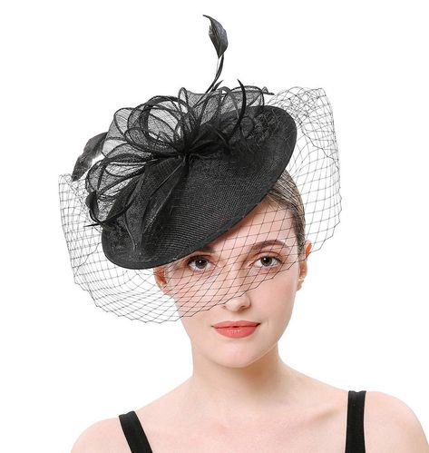 PRICES MAY VARY. 100% Polyester 进口 ✿ Material: Flax mesh and feather, beautiful and lightweight, comfortable to wear, rich styles meet all of your occasion needs. ✿ Style:kentucky derby hat,Fascinator veil with netting mesh base disc flapper fascinator hats for women.Firmly affixed with clip on your head and it will not feel heavily on your head.Beautiful lightweight handmade cocktail Fascinator Hat with Veil and feathers which clips to secure it to the hair easily. ✿ Flax Net Face Veil Feather Tulle Headpiece, Kentucky Derby Wedding, Kentucky Derby Horses, Derby Horse, Face Veil, Flower Fascinator, Party Headband, Wedding Fascinators, Feather Fascinators