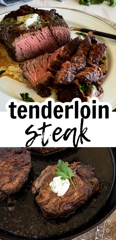 How To Cook Tenderloin, Tenderloin Steak Recipes, Cooking Beef Tenderloin, Filet Recipes, Herbed Butter, Beef Tenderloin Recipes, Filet Mignon Recipes, Baked Steak, Beef Filet