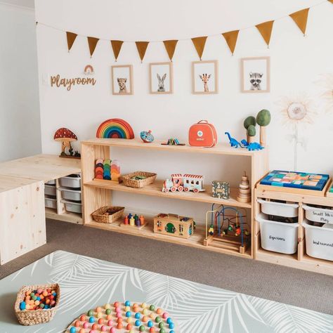 Kids Playroom Storage, Playroom Storage Ideas, Kid Playroom, Kids Playroom Ideas, Small Playroom, Etagere Cube, Doll Storage, Montessori Playroom, Toddler Playroom