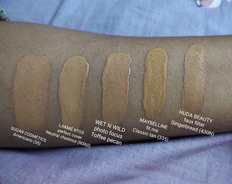 Huda Beauty 430N Gingerbread Faux Filter Foundation Dupes - All In The Blush Huda Beauty Foundation, Mac Foundation, Mac Studio Fix Fluid, Tan Skin Tone, Photo Focus, Under Eye Concealer, Foundation Shades, Tan Skin, Wet N Wild