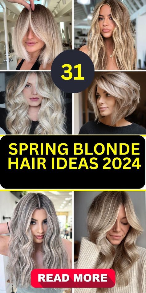 This year's spring blonde hair 2024 trend is all about combining balayage with brightlight highlights for a clear and vibrant lookThese blonde haircutsranging from short to longemphasize TRUE color ideasintegrating straight styles with dark roots for a unique appearance. Spring Summer Blonde Hair, Summer Hair 2024 Blonde, Blonde Hair Styles 2024, Blonde Spring 2024, Current Blonde Hair Trends, Spring 2024 Blonde, Hair Colour Summer 2024, 2024 Blonde Trends, Summer 2024 Hair Color Blonde