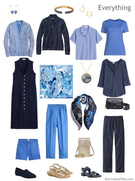 A Travel Capsule Wardrobe in Shades of Blue: Start with Art - Woman with Crossed Arms by Picasso - The Vivienne Files Spring Vacation Capsule Wardrobe, Blue Capsule Wardrobe, Navy Capsule Wardrobe, Travel Wardrobe Spring, Travel Capsule Wardrobe Summer, European Cruise, Realistic Fashion, Wardrobe Challenge, Folded Arms