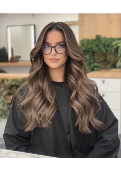 Brunette Light Brown Balayage, Neutral Toned Balayage Brunette, Brunette Balayage Hair Dimension, Mushroom Hair Color Balayage, Chocolate Mushroom Hair, Dark Beige Balayage, Mushroom Color Highlights, Mushroom Brown Highlights On Brown Hair, Mushroom Brown Hair Color Ombre