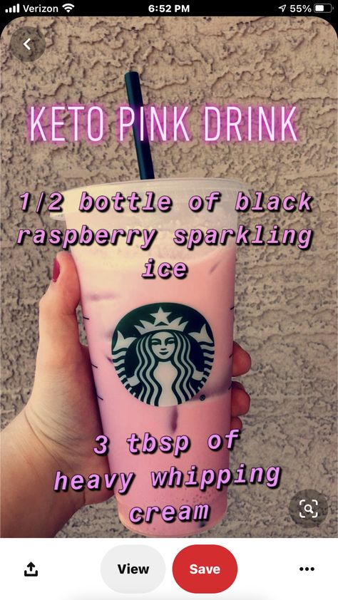 Keto Pink Drink, Alternative Food, Keto Drinks, Low Carb Drinks, Raspberry Tea, Healthy Starbucks, Starbucks Drink, Starbucks Drinks Recipes, Pink Drink