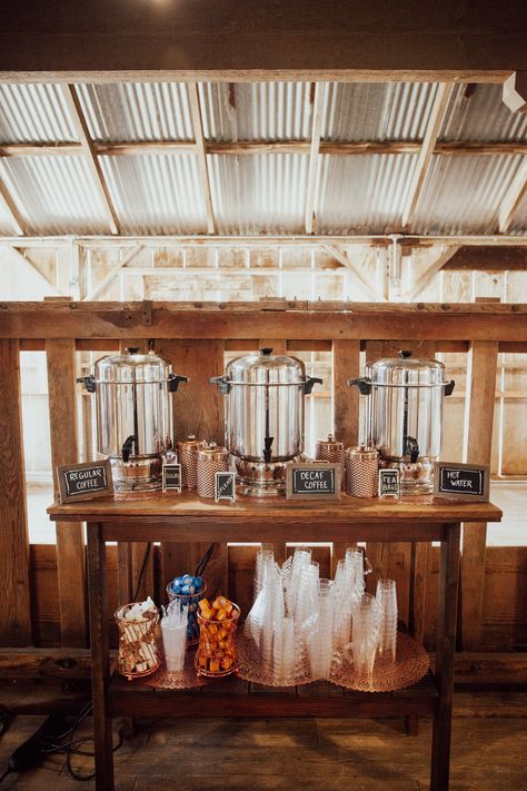 Wedding Coffee Station Ideas Receptions, Coffee At Wedding Receptions, Selfserve Bar Wedding, Fall Wedding Coffee Bar, Wedding Coffee Bar Ideas Receptions, Soup Wedding Reception, Diy Coffee Bar Wedding, Beverage Station Wedding, Coffee Bar Ideas Wedding