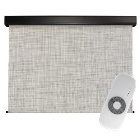 Keystone Fabrics Premier 10' x 8' Motorized Outdoor Sun Shade with Protective Valance and Remote, Larkspur Modern Roller Shade, Exterior Solar Shade, Patterned Window Treatments, Patio Sun Shades, Solar Shades, Outdoor Sun Shade, Pvc Fabric, Roller Shades, Shades Blinds