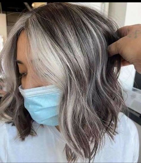 Blend Gray Hair, Brown Hair Pictures, Silver Toner, Silver Balayage, Lob Hair, Gray Blending, Grey Blending, Going Gray Gracefully, Grey Hair Transformation