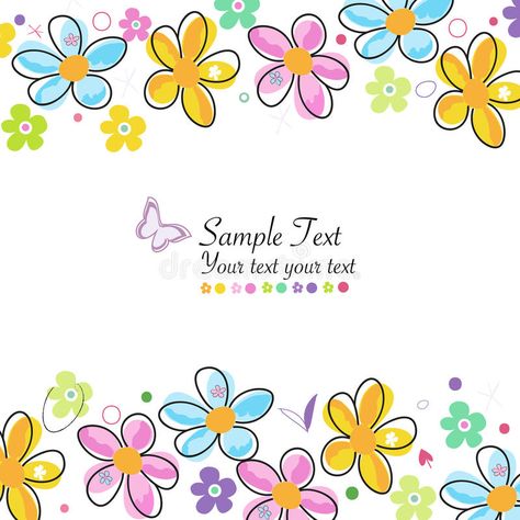 Colorful doodle spring flowers frame greeting card. Vector , #ad, #spring, #flowers, #Colorful, #doodle, #card #ad Page Boarders, Doodle Cute, Jar Tags, Floral Logo Design, Flowers Frame, Outline Designs, Scrapbook Tag, Frame Vector, Cute Flowers