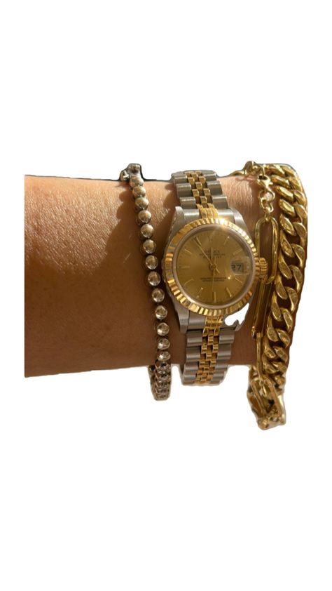 #rolex #gold #bracelets #tennis_bracelets Gold Bracelets, Arm Candy, Rolex, Candy, Gold