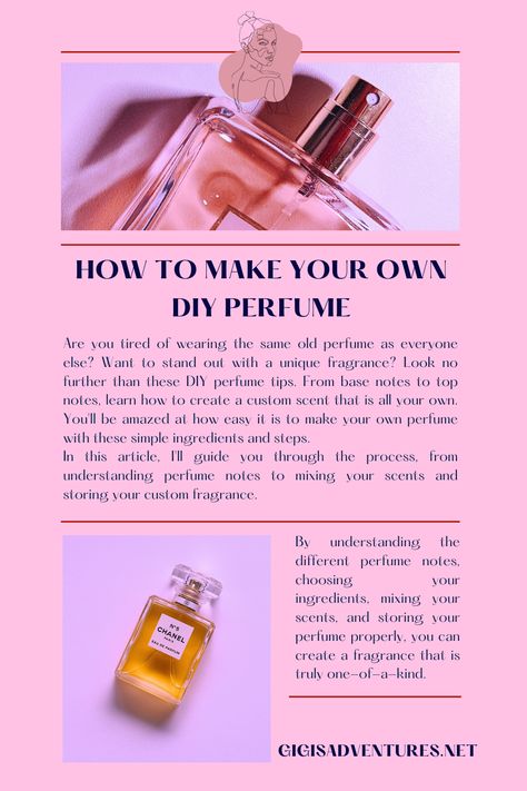 Are you tired of wearing the same old perfume as everyone else? Want to stand out with a unique fragrance? Look no further than these DIY perfume tips. From base notes to top notes, learn how to create a custom scent that is all your own. You'll be amazed at how easy it is! How To Make Your Own Perfume, Perfume Tutorial, Perfume Diy, Perfume Tips, Hacking Books, Perfume Recipes, Diy Perfume, Diy Beauty Recipes, Unique Fragrance