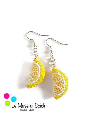 Citrus Crochet, Crochet Lemon, Lemon Slice, Lemon Drop, Summer Fruit, Crochet Accessories, Crochet Jewelry, Handmade Products, Earring Gifts