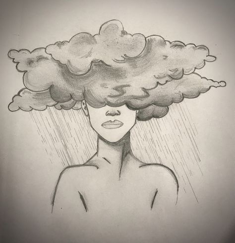 Dark Meaning Sketches, Simple But Meaningful Drawings, Clouds Sketch Pencil, Dark Sketch Feelings Easy, Drawing Ideas Emotions, Escapism Drawing, Metaphorical Drawings, Mental Health Draws Ideas Easy, Meaningful Drawing Sketches