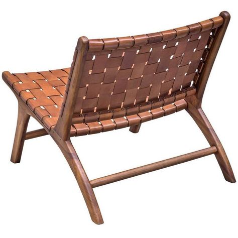 Woven Leather / Teak Wood Stanley Chair Uttermost Furniture, Stylish Accent Chairs, Armless Accent Chair, Accent Chair Set, Leather Accent Chair, Leather Bench, Basket Weave, Mid Century Modern Design, Joss And Main