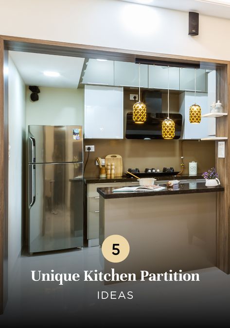 kitchen-partition-ideas-for-urban-homes Semi Open Kitchen Design, Kitchen Separation, Kitchen Partition Design, Open Kitchen Partition Ideas, Kitchen Partition Ideas, Kitchen Design Indian, Kitchen Partition, Semi Open Kitchen, Kitchen Sliding Doors