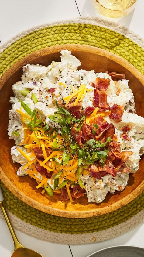 Loaded Potato Salad Loaded Potato Salad Recipe, Potluck Salads, Baked Potato Salad Recipe, Loaded Potato Salad, Potatoes Salad, Carrot Raisin Salad, Loaded Baked Potato Salad, Potatoe Salad, Baked Potato Salad