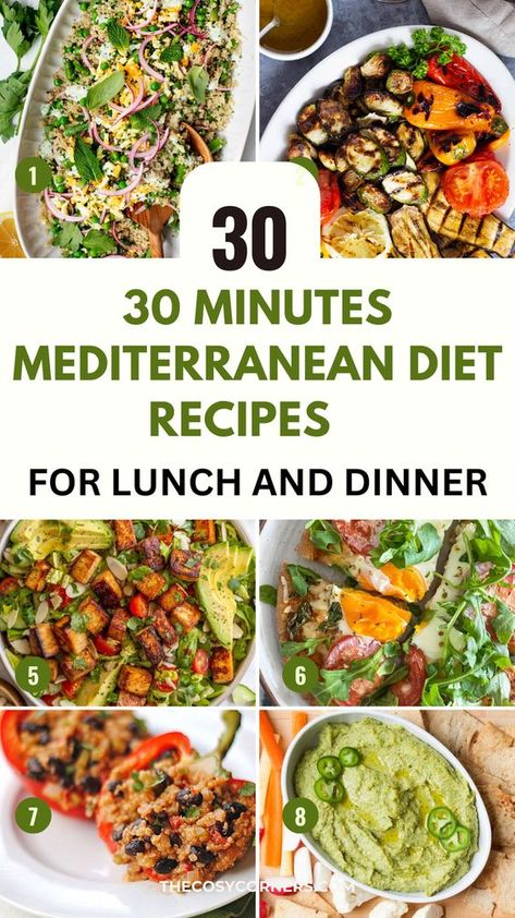 30 quick and easy Mediterranean diet recipes! These 30-minute Mediterranean recipes that you'll love! Try the Mediterranean diet if you want to improve your health and eat clean without restricting yourself!Medditeranean Diet, Mediterranean Diet Recipes Breakfast, Easy Mediterranean Diet, Mediterranean Diet Food List, Mediterranean Recipes Healthy, mediterranean diet recipes chicken Whole Week Meal Prep, List Of Mediterranean Diet Foods, Easy Meditterean Diet Meals, Mediterranean Diet Food List Healthy Recipes, Mediterranean Diet Chinese Food, Mediterranean Dinner Recipes Healthy, Mediterranean Diet Asian Recipes, Healthy Medditeranean Recipes, Whole 30 Mediterranean Recipes