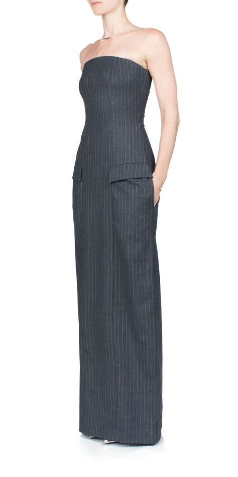 Pinstripes Outfit, Skirt Details, Bec Bridge, Bec & Bridge, Pinstripe Dress, Strapless Neckline, Strapless Maxi, Strapless Maxi Dress, Straight Skirt