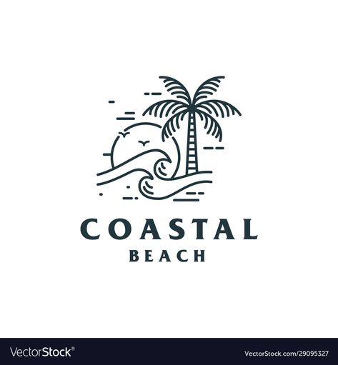 Beach Design Graphic, Coastal Logo Design, Surf Logo Design, Beach Graphic Design, Coastal Logo, Beach Logo Design, Beach Branding, Beach Graphics, Surf Logo