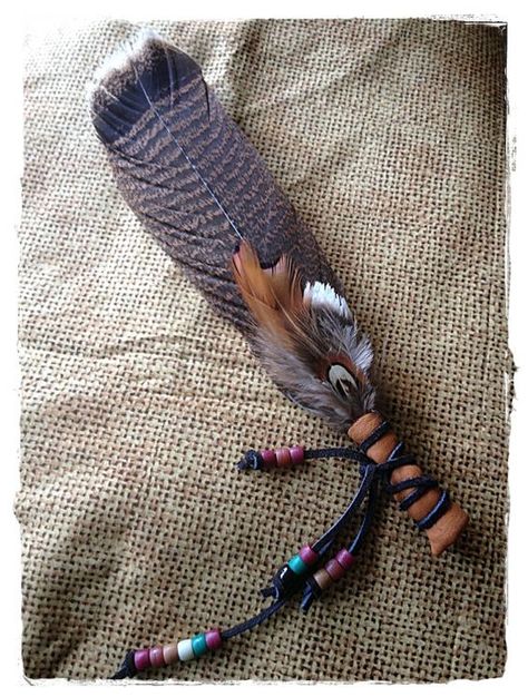 RESERVED - Turkey Smudge Feather | Fringes, Ducks and Small fan Smudge Feathers, Feather Magic, Smudge Fans, Smudge Fan, Smudging Feathers, Animal Reiki, Macrame Colar, Pagan Crafts, Witchy Crafts