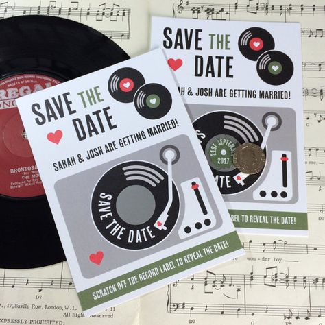 Record Save The Date, Record Invitation, Wedding 50s, Vinyl Record Design, 50th Golden Anniversary, Record Design, Music Themed Wedding, 70s Party, Game Themes