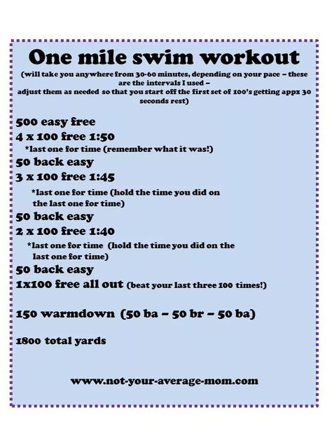 fb3dd7ceb6c959ac1604593657c9dd8c.webp (720×960) Swim Workout Intermediate, 1 Mile Swim Workout, Easy Swim Sets, Recovery Swim Workout, Freestyle Swim Workout, Swim Sets Workouts Training, Easy Swim Workout, Swim Workout Plan, Workouts For Swimmers