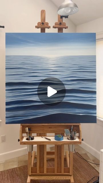 Sea Painting Acrylic Ocean, Ocean Painting Tutorial Videos, Seal Painting Acrylic, Painting Water With Acrylics, Acrylic Waves Painting, How To Paint The Sea Acrylic, Sea Scapes Paintings Acrylics, How To Paint Sea Waves, Ocean Waves Painting Acrylic