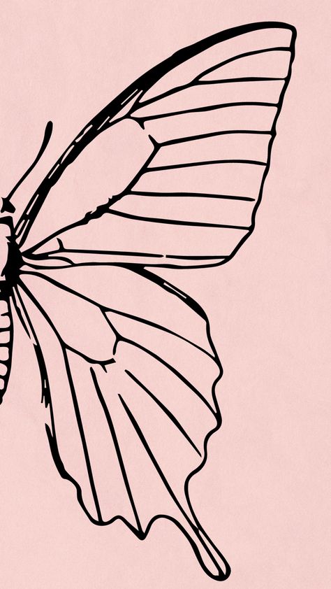 Butterfly Wing Pattern Drawing, Butterfly Drawing Pattern, Wall Painting Ideas Butterfly, Butterfly Wallpaper Drawing, Butterfly Effect Aesthetic, Butterfly Aesthetic Drawing, Butterfly Drawing Aesthetic, Mariposas Aesthetic, Butterfly Drawing Outline