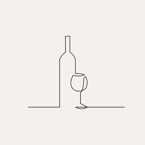 Wine Line Tattoo, Wine Bottle Line Drawing, Sommelier Tattoo, Wine Minimalist, Wine Line Art, Simple Tatto, Wine Tattoo, Wine Graphic, Cupid Tattoo