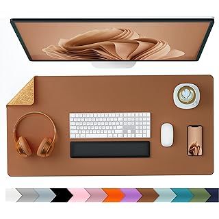 Amazon.com : LOLLIDO Natural Cork & Leather Dual Sided Desk Pad, 36" x 17" Waterproof PU Leather Desk Writing Mat, Large Mouse Pad Desk Protector(Cork+Brown) : Office Products Brown Office, Luxury Desk, Desk Cover, Brown Desk, Leather Desk Pad, Desk Protector, Leather Mouse, Leather Mouse Pad, Cork Material