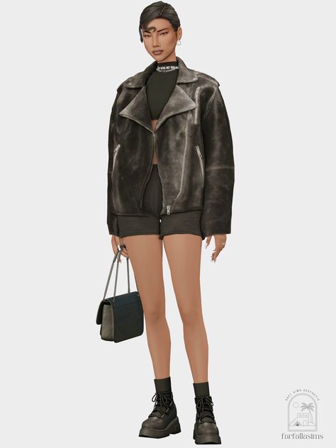 F a r f a l l a ☁️: Monochromatic Y2K Lookbook ♡ ༄ Look ONE |... Y2k Lookbook, Sims 4 Cc Y2k, Styling Sweatpants, Aesthetic Lookbook, Sims Lookbook, Sims Pets, Black Homecoming Dresses, Stockings And Boots, Mod Jacket