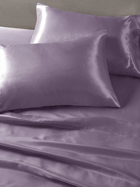 Purple Satin Pillowcase, Purple Silk Pillowcase, Purple Silk Bedding, Aesthetic Bedsheets, Purple Bed Sheets, Minimal Bed, Royalty Dr, Thea Stilton, Purple Bedding Sets