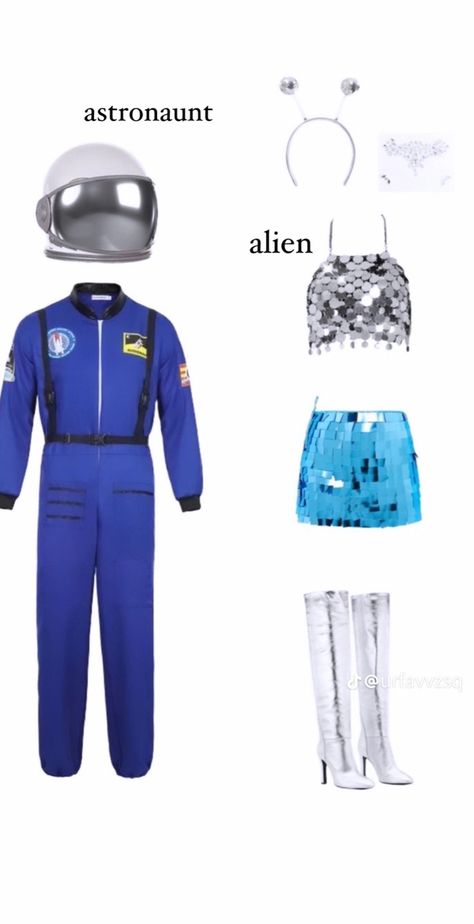 Space Couple Costume, Space Theme Halloween Costumes, Astronaught Costume, Astronaut Couple Costume, Couple Halloween Costumes Astronaut, Iconic Duos Costume, Costume Halloween Duo, Partner Costumes, Iconic Halloween Costumes