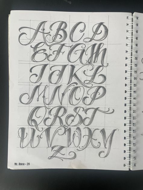 Creative Lettering Fonts Style, Hand Lettering Styles Alphabet, Aesthetic Calligraphy Alphabet, Chicano Lettering Alphabet, Cool Lettering Fonts Alphabet, Hand Lettering Alphabet Fonts Creative, Gangster Letters, Calligraphy Tattoo Fonts, Tattoo Font Styles