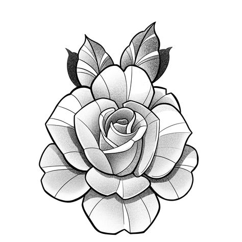 Neo Traditional Roses Tattoo, Rose Head Tattoo Design, Neotraditional Flower Tattoo Designs, Rosa Tattoo Designs, Rose Head Tattoo, Neotraditional Rose Tattoo, Neo Trad Rose, Simple Rose Outline, Rose Tattoo Drawing