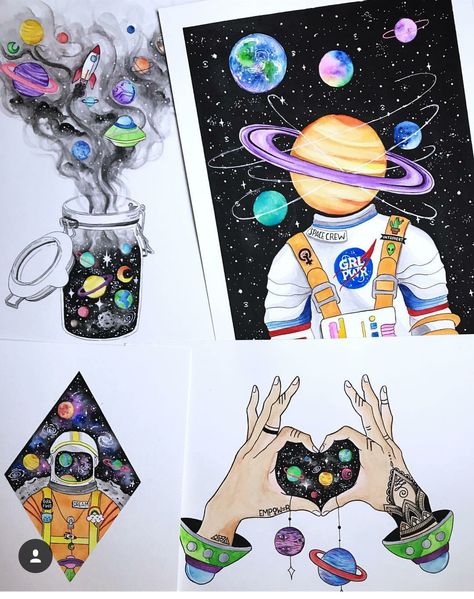 Dibujos Space Drawings, Drawing Hands, Cutest Animals, Galaxy Painting, Arte Sketchbook, Trippy Art, Diy Canvas Art, Colorful Drawings, Canvas Art Painting