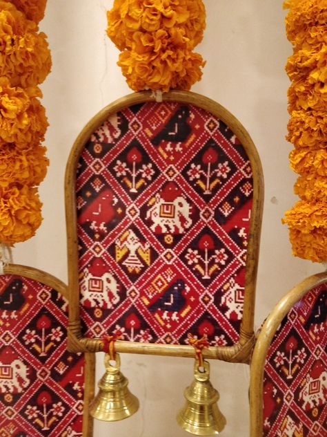 Latest Ganpati Decoration Ideas, Cane Baskets Decoration Ideas, Ganpati Decor, Puja Decor, Diwali 2024, Kundan Rangoli, Cane Baskets, Canes Decor, Ganpati Decoration At Home