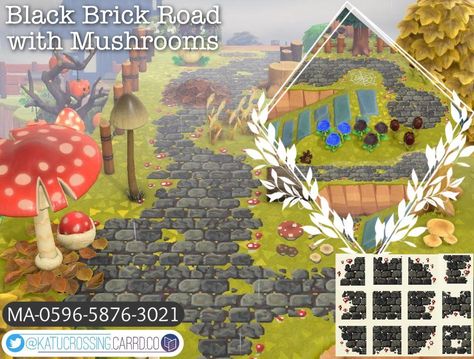 Custom Designs | MA-0596-5876-3021 | Animal Crossing (ACNH) | Nookea Acnh Halloween Island Ideas, Anch Ideas, Acnh Custom Designs, Acnh Paths, Stall Signs, Brick Path, Dark Fairycore, Acnh Designs, Acnh Codes