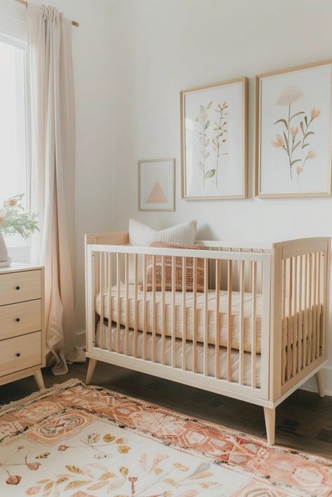 18 Free-Spirited Boho Baby Girl Nursery Ideas for Dreamy Vibes Neutral Baby Girl Room, Neutral Girl Nursery Ideas, Simple Girls Nursery, Boho Nursery Room Inspiration, Baby Girl Nursery Theme Ideas, Baby Girl Nursery Simple, Simple Baby Girl Nursery, Baby Girl Nursery Neutral, Baby Girl Neutral Nursery