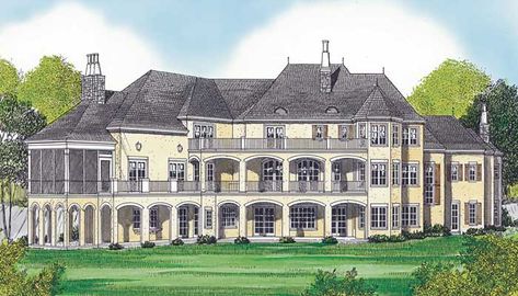 European House Plan - 5 Bedrooms, 6 Bath, 10156 Sq Ft Plan 106-628 Country Chateau, French Country Chateau, 10 Bedroom House, Mediterranean Style House, Luxury Plan, European House Plans, French Country House Plans, Mansion Floor Plan, European House Plan