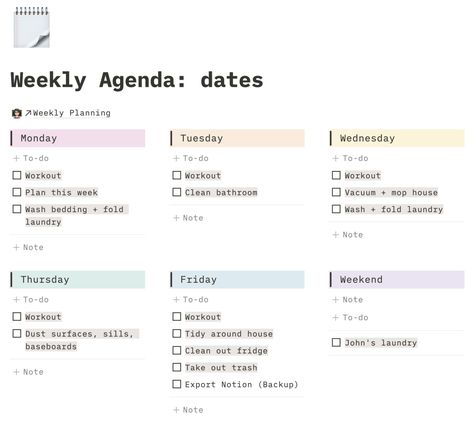 Notion Template Schedule, Homework Notion Template, Notion Daily Planner Template Free, Weekly Planner Notion Template, Notion Weekly Planner Template Free, Notion Schedule Template Free, Notion Weekly Schedule, Notion Agenda Template, Notion Daily Planner Template