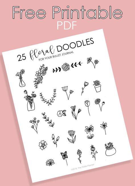 25 Floral Doodles for Your Bullet Journal Free Printable PDF Floral Doodles, Fall Planner Stickers, Fall Planner, Planner Doodles, Free Doodles, Bullet Journal Key, Bullet Journal 2019, Bullet Journal Printables, Floral Doodle