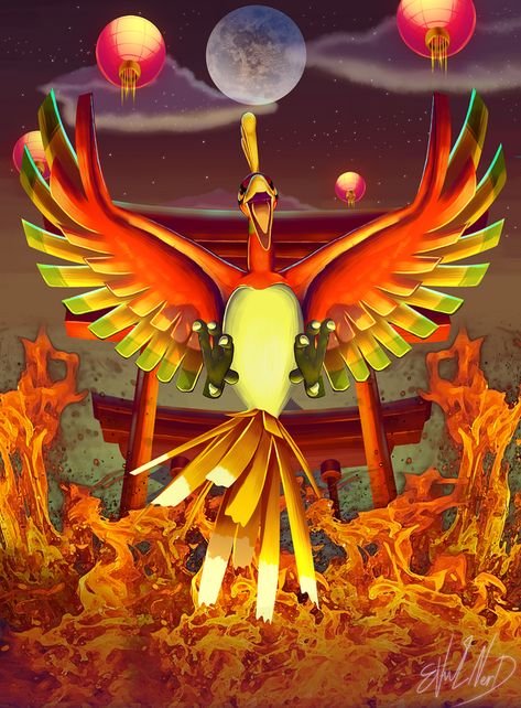 Made a painting of my favorite Gen 2 Pokemon, Ho-Oh! : pokemon Oh Oh Pokemon, Ho Ho Pokemon, Ho Oh Pokemon, Gen 2 Pokemon, Pokémon Teams, Pikachu Wallpaper Iphone, Rayquaza Pokemon, Phoenix Artwork, Fire Pokemon