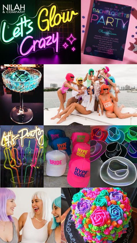 Bachelorette Party Themes Nights, Tacky Bachelorette Party, Electric Love Bachelorette Theme, Electric Love Bachelorette Party, Rave Theme Bachelorette Party, Neon Bachelorette Theme, Pool Party Bachelorette Theme, Neon Nights Bachelorette, Neon Bachelorette Party Outfits