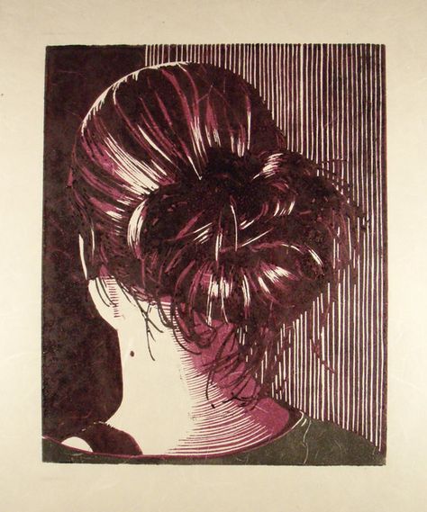 knotje | Hair bun. Two color linocut, transparent inks on sa… | Flickr Color Linocut, Linocut Printing, Linocut Artists, Printmaking Ideas, Woodcut Art, Lino Cuts, Lino Printing, Pop Art Drawing, Linocut Printmaking