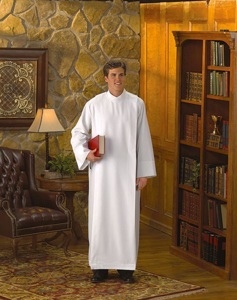 Front Wrap Clergy Alb Church Robes, Altar Server, Clergy Women, Choir Uniforms, Clergy Robes, First Communion Dresses, Men Stylish Dress, Communion Dresses, Church Dresses