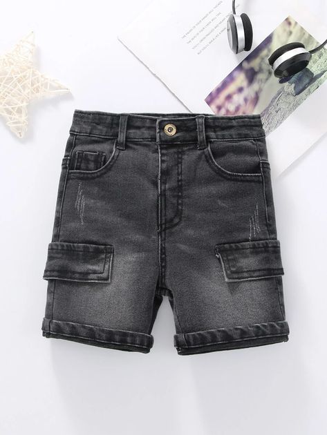 Toddler Boys Flap Detail Cat Scratch Denim Shorts | SHEIN USA Kids Jeans Boys, Boys Denim Shorts, Baby Boy Outfits Swag, Denim Handbags, Cat Scratch, Boys Shorts, Boys Denim, Boys Clothes Style, Jeans Kids