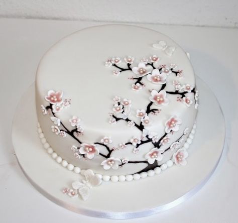 Cake Engagement, Cherry Blossom Cake, Birthday Cake Recipe, Engagement Cakes, Birthday Food, Birthday Cake Decorating, Custom Cake, Fancy Cakes, Cake Decorating Techniques